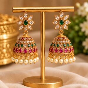 ✨Elegant Stone Jhumka Earrings