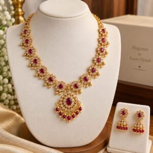 ✨ Elegant Ruby Gold-Tone Imitation Necklace